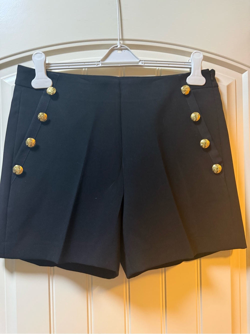 Banana Republic Black High-Rise Shorts with Gold Button Detail